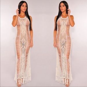 Knitted hollow out tassel cover up swimwear NWT